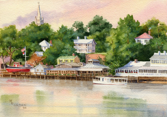 Watercolor of the Cape Fear River by Mary Ellen Golden