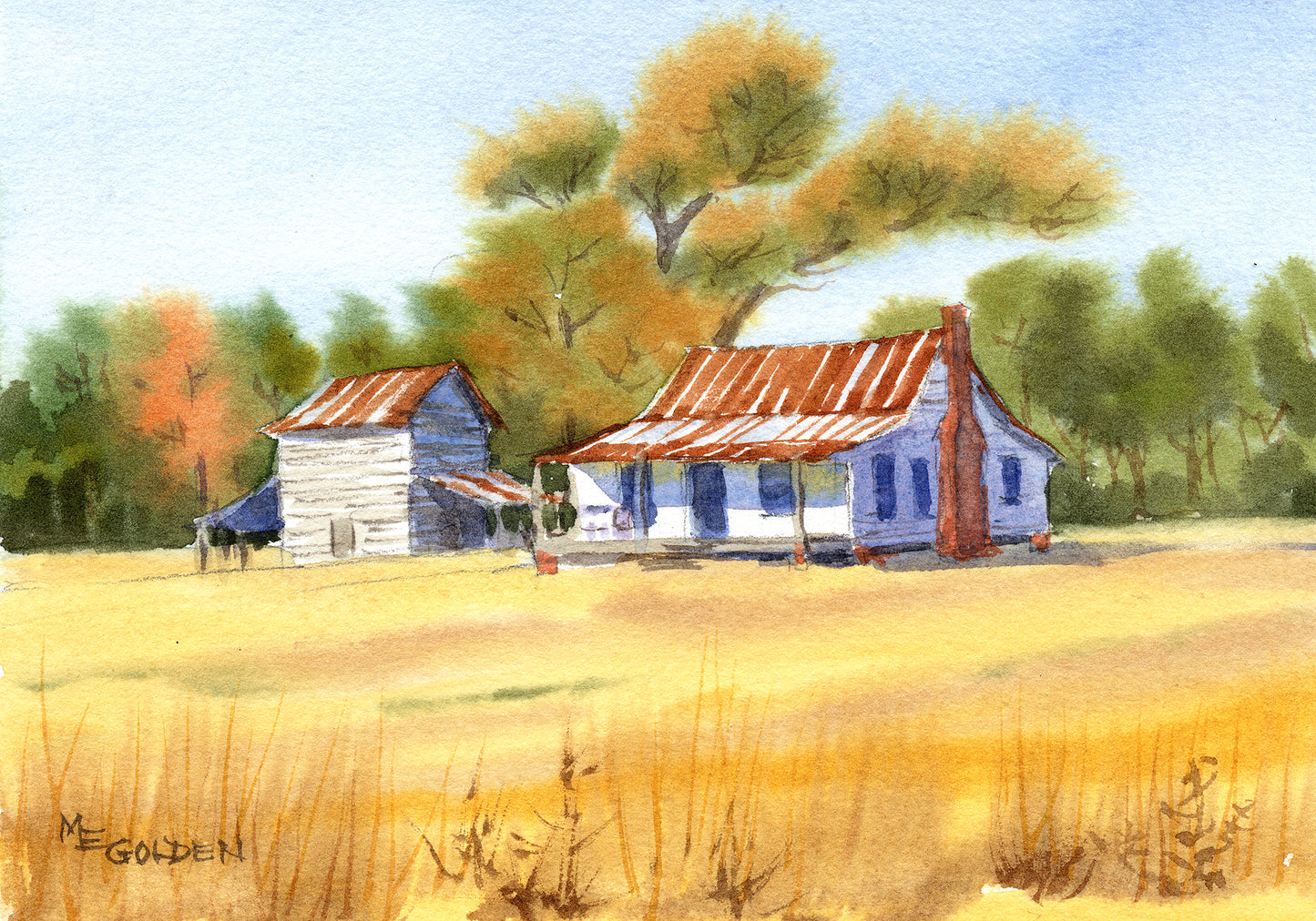 House and Barn Giclée Print