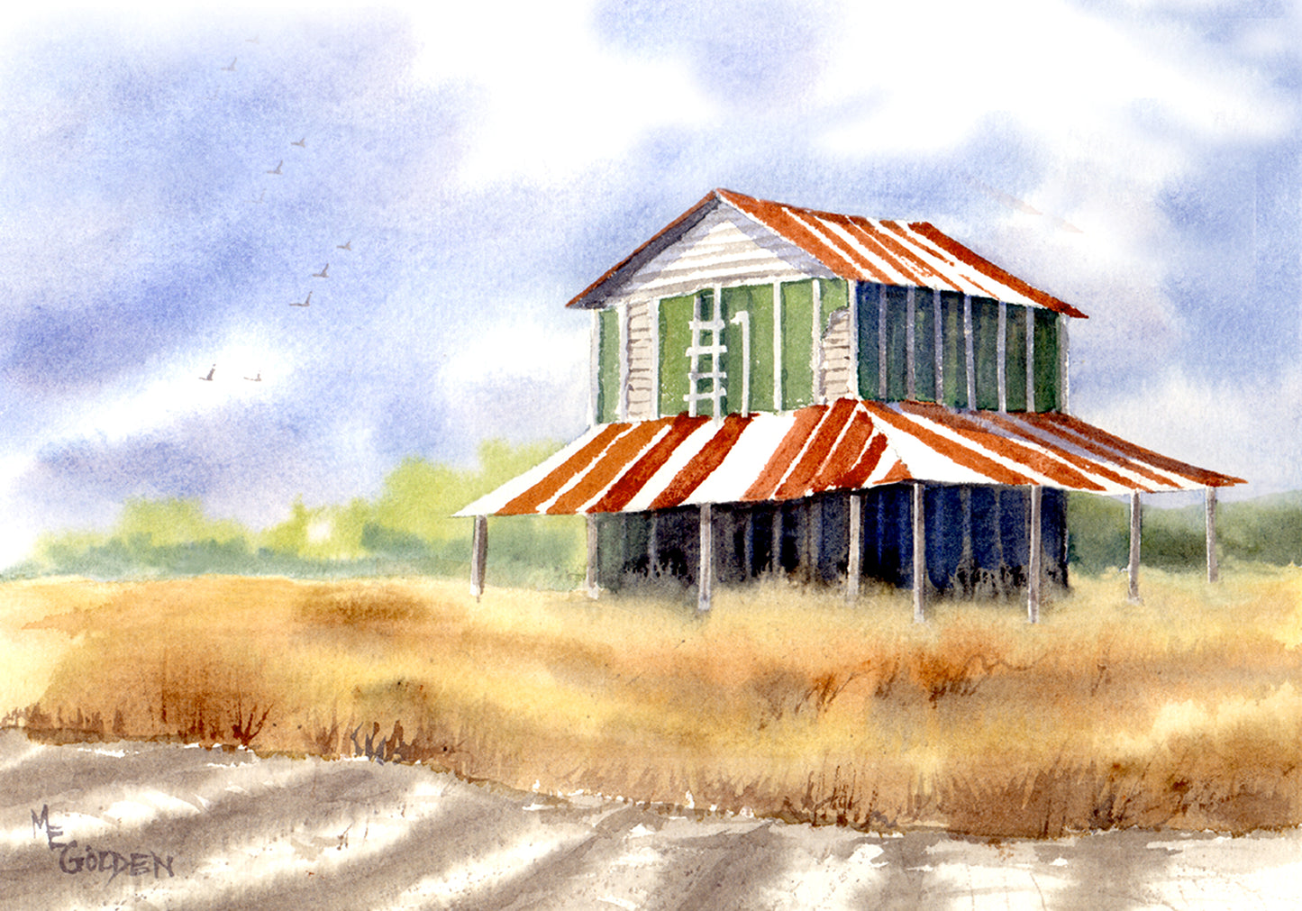 Barn with Clouds Giclée Print