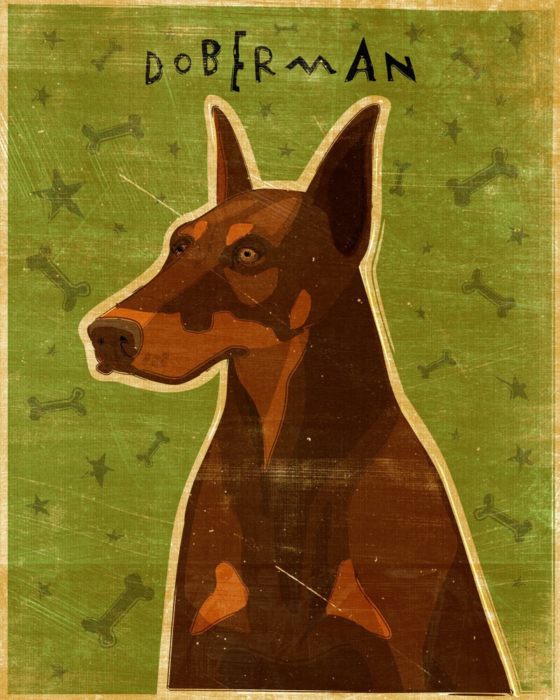 Doberman - Red - Print